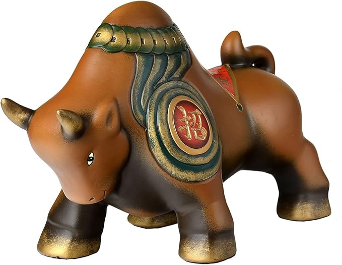 家爱家 饭店店铺开业礼品摆件 创意工艺品牛摆设 拼搏牛招财牛生肖