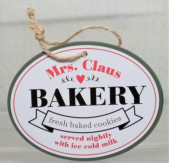 mrs claus bakery 新鲜烤饼干木制椭圆形 大号礼品标签 10.