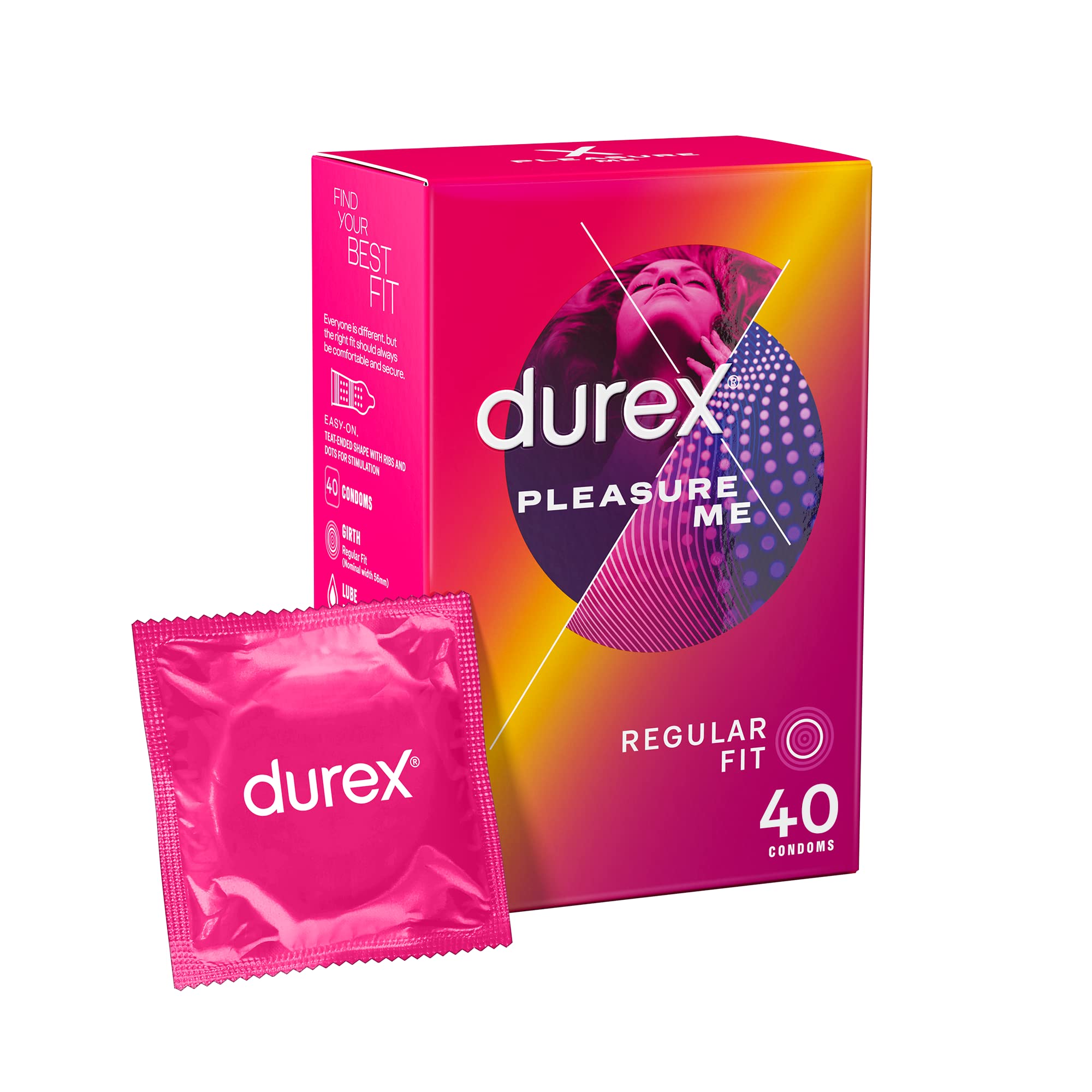 durex Pleasure Me Dot Condom, 40-piece pack (packaging may vary)