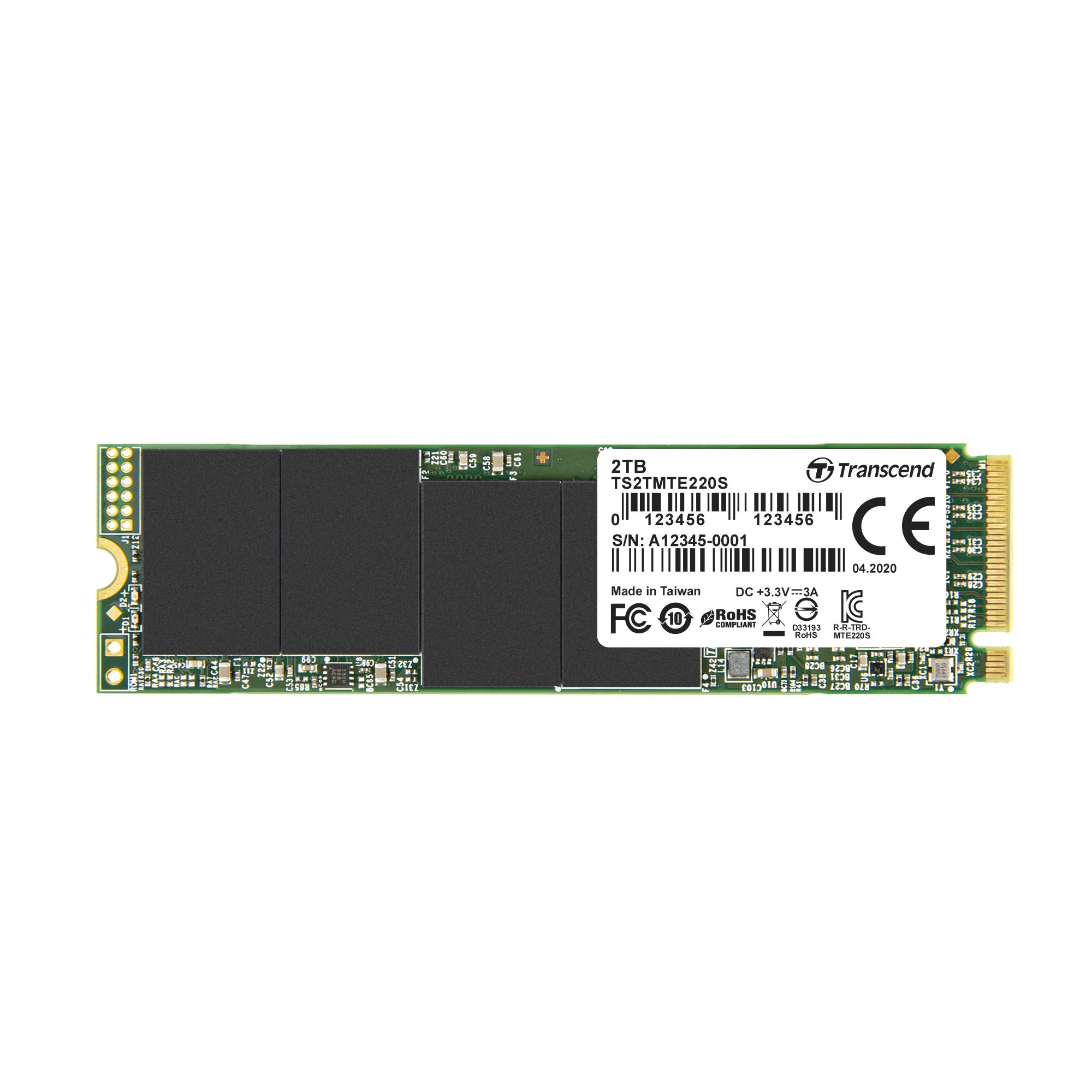 Transcend MTE220S 2 TB NVMe PCIe Gen3 x4 M.2 2280 Internal Solid State Drive (SSD) 3D TLC NAND with DRAM cache (TS2TMTE220S)