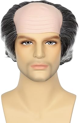 miss u hair balding 假发短款灰色秃头假发男士万圣节角色扮演服装