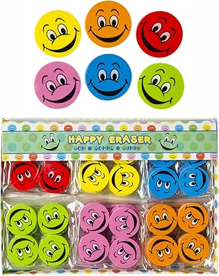 mxeldn 36 包 4 个笑脸橡皮擦 - 非常适合儿童生日纪念品 - 女孩男孩