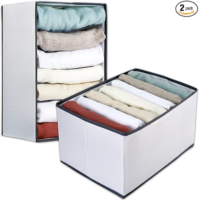 带支撑板的衣柜衣服收纳袋,衣服*抽屉收纳袋,7 个网格分隔可洗可折叠