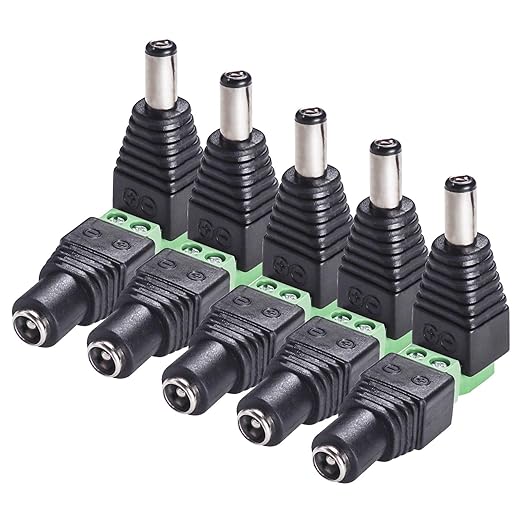 peakelect 10pcs 直流电源连接器公 母插座插头适配器适用于闭路电视*