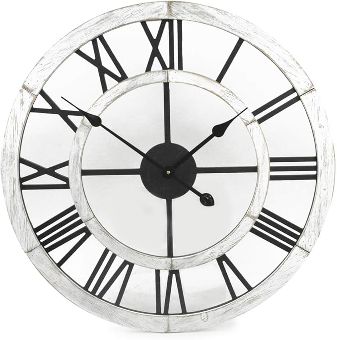 96 厘米圆形超大罗马数字现代木质风格家居装饰 白木 24 inches d5666