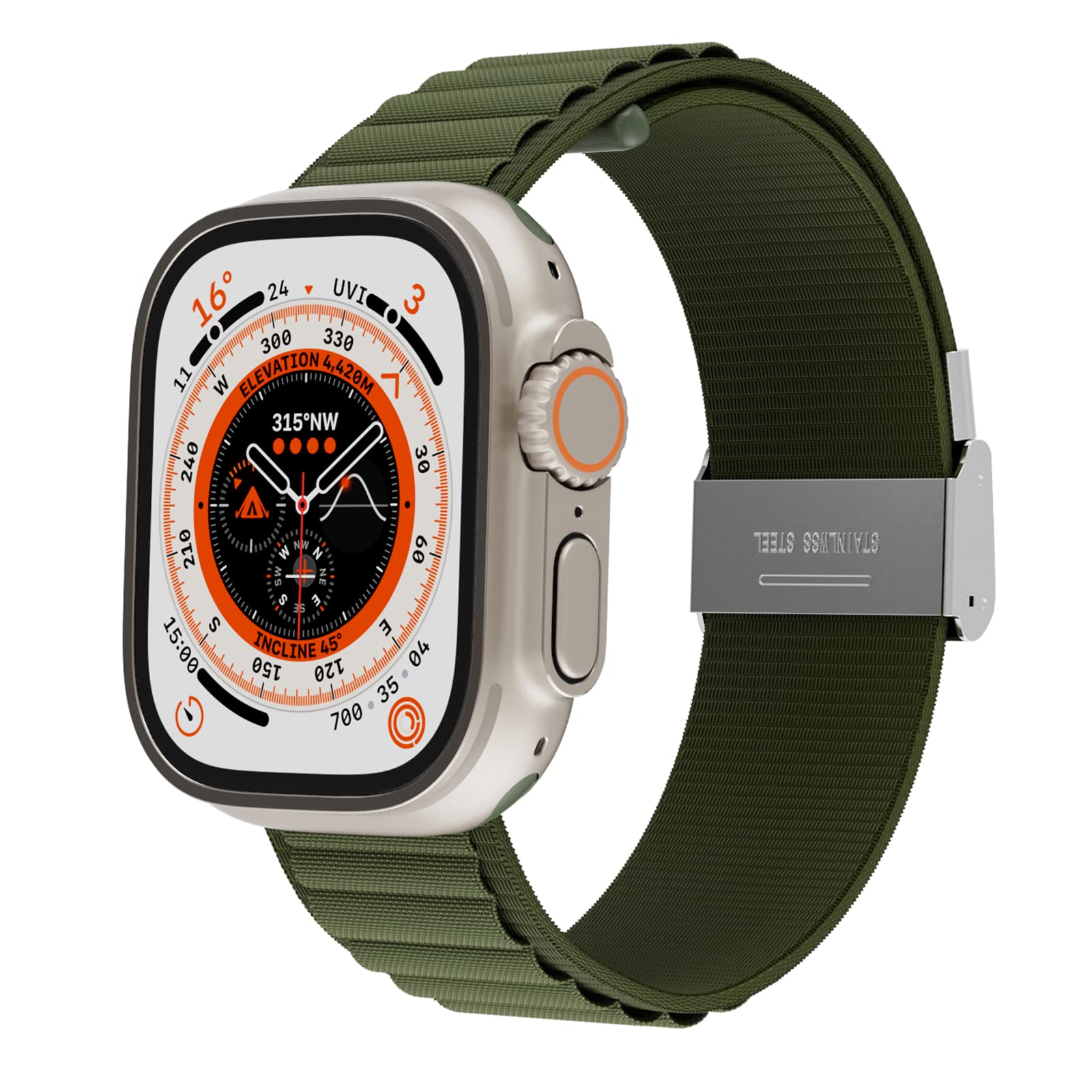 Santway Rugged Alpine Loop Compatible for Apple watch 49mm Ultra, Adjustable Stretch Woven Nylon Sport Replacement Strap with Stainless Steel Buckle for iwatch series 8/7/6/5/4/3/2/1 SE 49/45/44/42mm