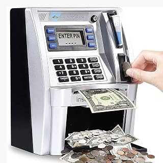 atm 小猪存钱罐 适用于儿童男孩成人玩具 迷你黑色 atm 机储蓄银行