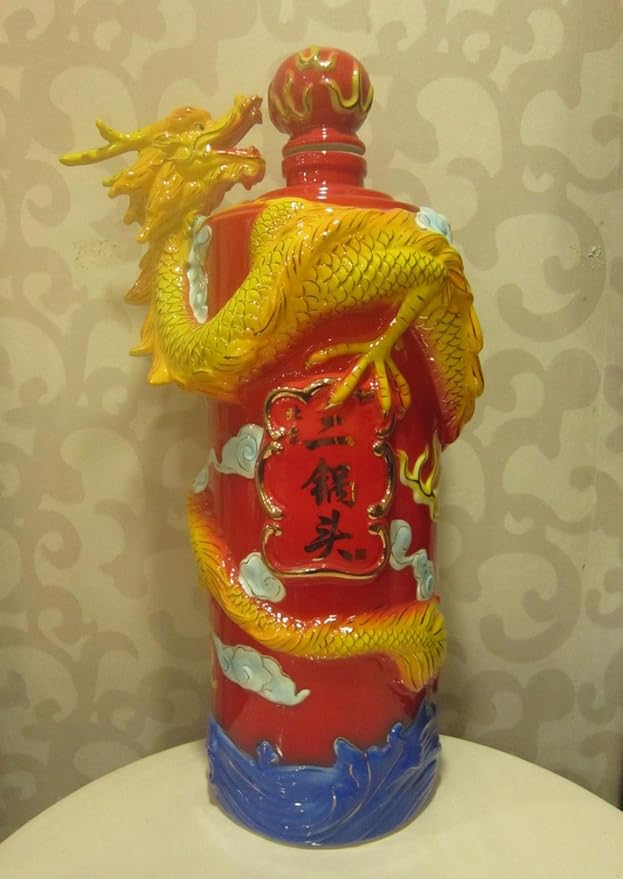 福久久家瓷 5000ml传统柱龙陶瓷酒瓶 中国风龙柱陶瓷酒坛酒具