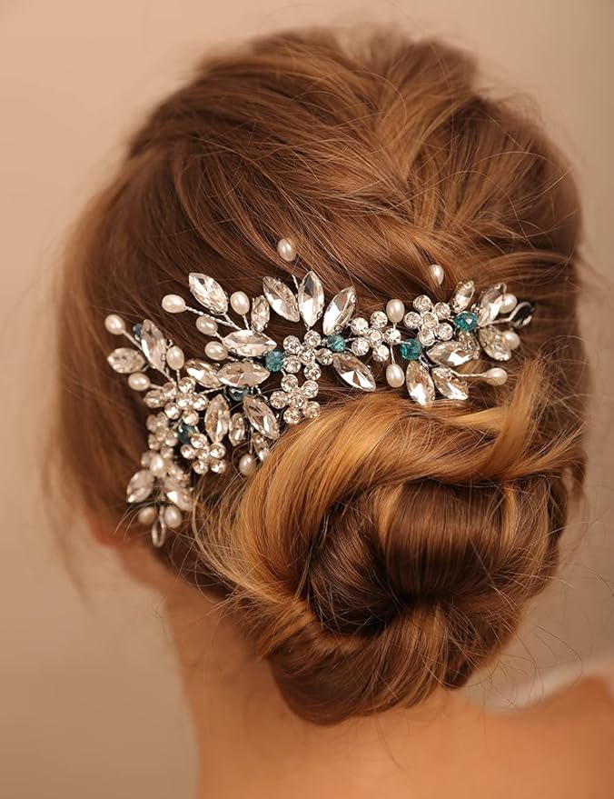 jumwrit 水钻新娘头箍银花头箍珍珠婚礼发饰新娘复古伴娘头饰 带珠子