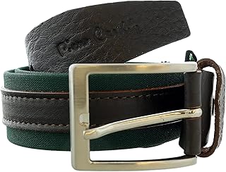 pierre cardin 帆布皮革*经典 d 形环可调节带扣可调节男士腰带