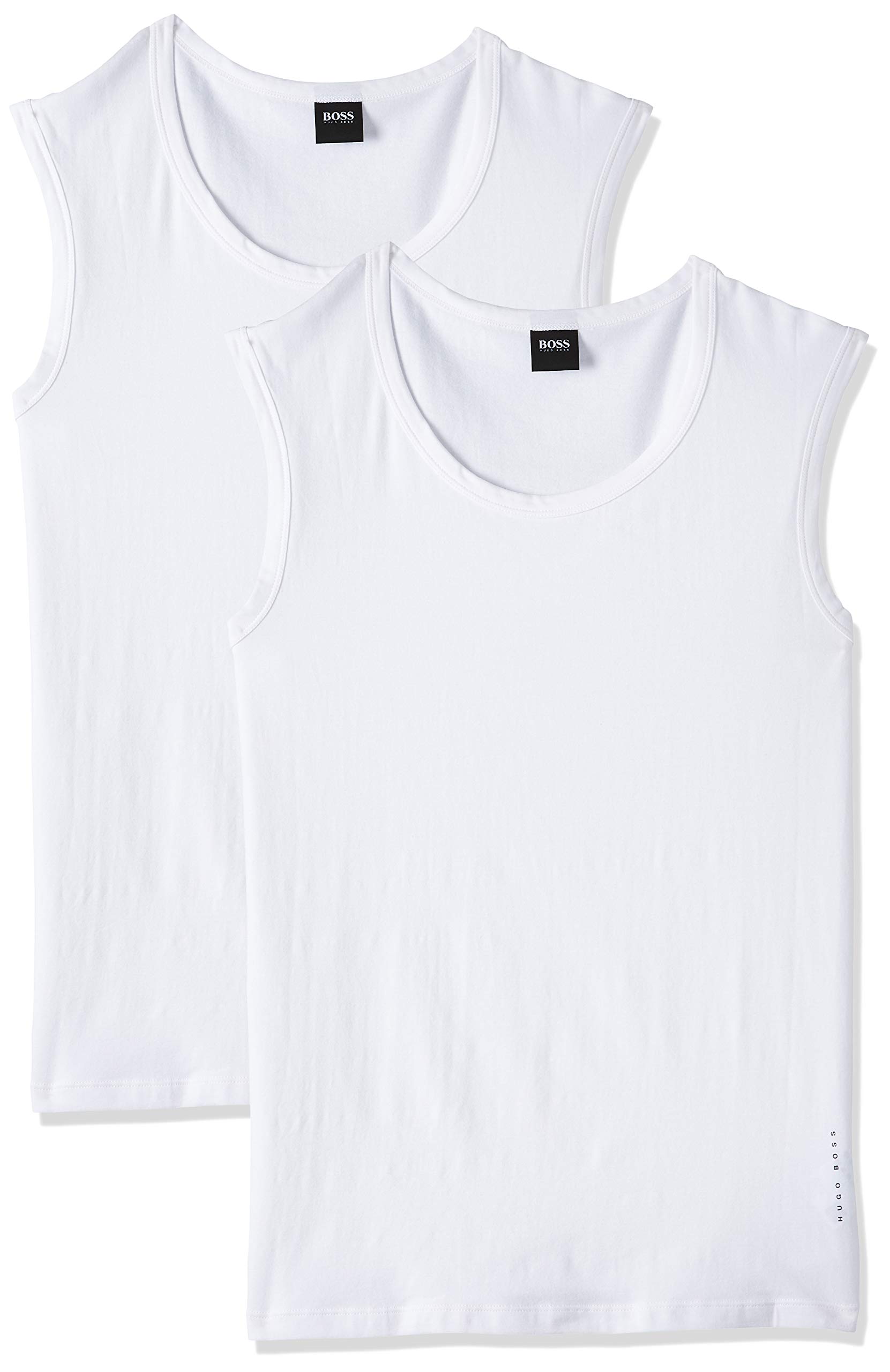 HUGO BOSS Men's SLshirt RN P CO/EL Stretch cotton vest with heat seal logo