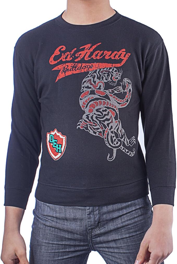 ed hardy 大男孩老鹰套头运动衫 - 黑色 - l 码