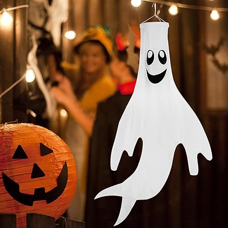 万圣节鬼风袜鬼挂旗风袜可爱飞行鬼装饰假日派对户外家庭庭院花园庭院 110 Prettyqueen 价格报价图片 亚马逊中国