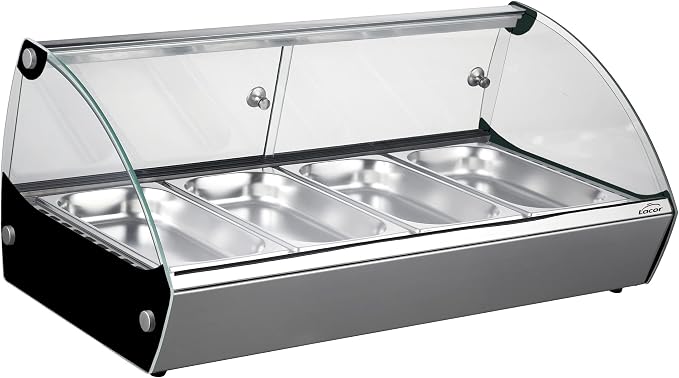 lacor 69602 热展示柜,食品展示架,玻璃,500 w,容量:4 x gn 1/3,可