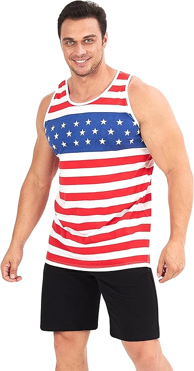 uideazone 7 月 4 日男士背心 棉质 美国国旗 爱国单品 美国国旗 条纹