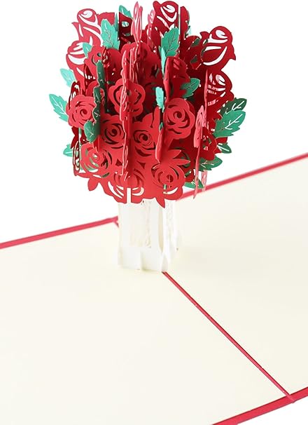 3d 贺卡 弹出式手工制作玫瑰花感谢卡 生日 母亲节 情人节 婚礼邀请函纪念日贺信封玫瑰红 亚马逊中国 办公用品