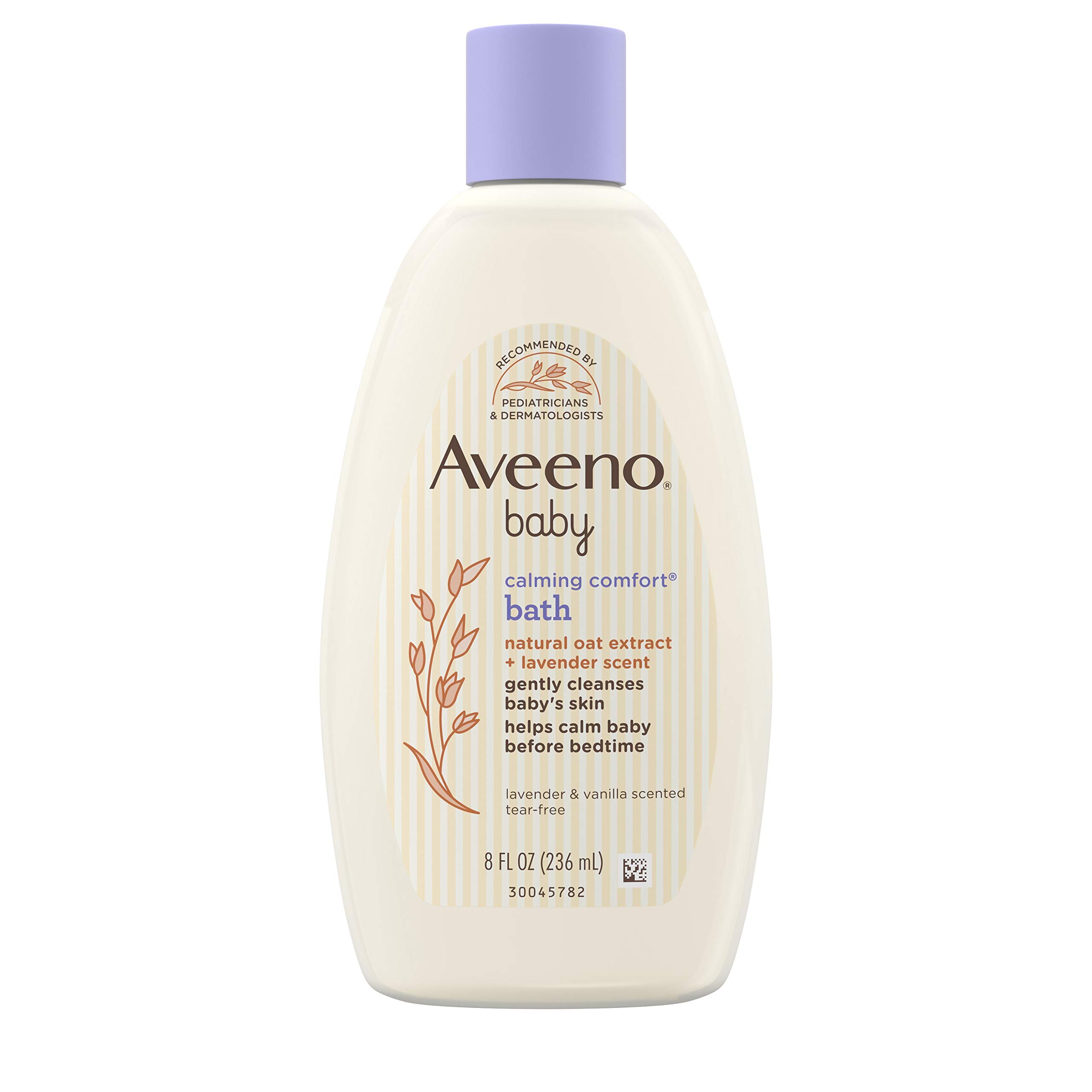 Aveeno Baby Comfort Body Wash Lavender Rinse Vanilla Flavored Oat Extract Free of parabens phthalates and soap base 8 liquid ounces