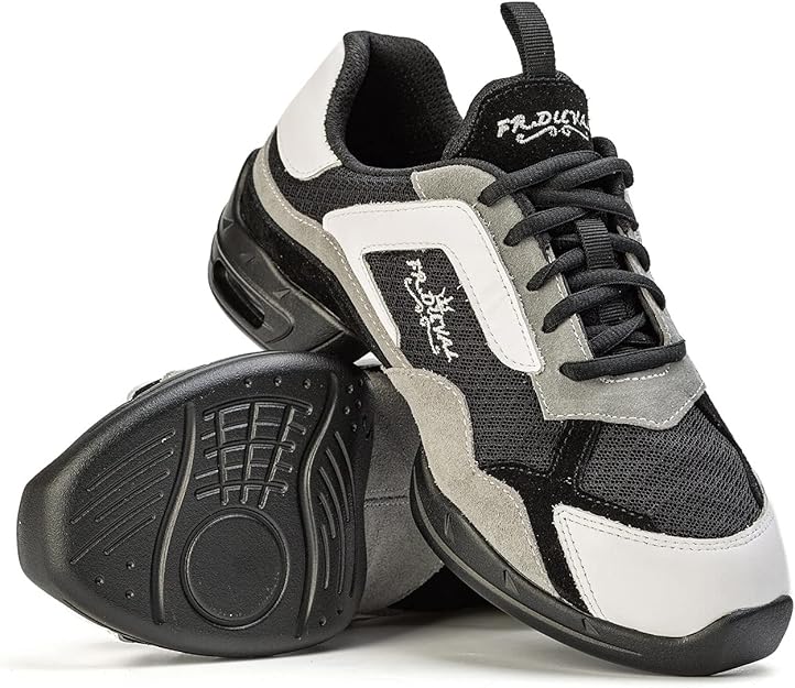 frduval双色舞蹈运动鞋爵士萨尔萨舞鞋女式和男式麂皮网眼鞋面舞鞋p20