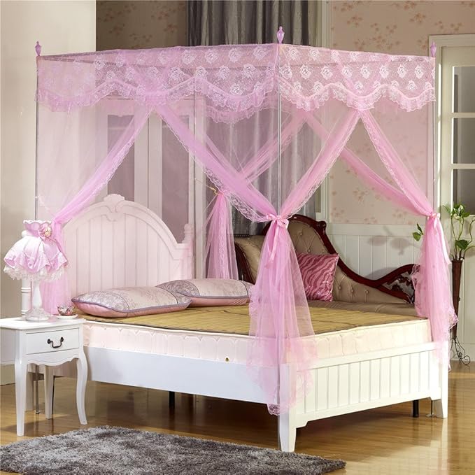 hewei赫维 魅影 不锈钢 三开门 蚊帐 (粉色, 1.8米床)