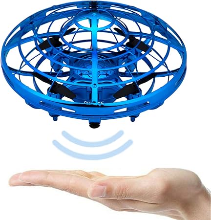 手动操作儿童无人机四轮感应悬浮ufo 360 室内无人机飞行球玩具男孩360 旋转发光led 灯 蓝色 玩具 亚马逊中国