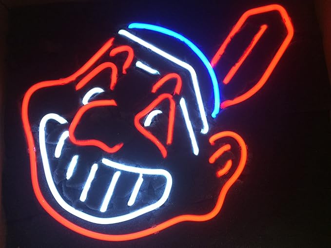 02 厘米印*安人霓虹灯标志,带真正的霓虹玻璃,啤酒酒吧酒吧,草墙霓虹