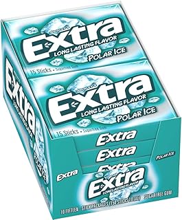 extra polar ice sugarfree gum, 15 sticks (pack of 10)