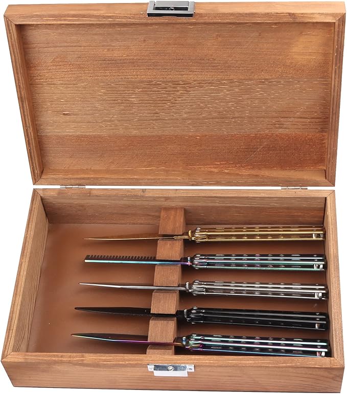 刀具收纳刀展示盒刀具盒 适用于厨房,生存战术,户外可容纳 5 个固定