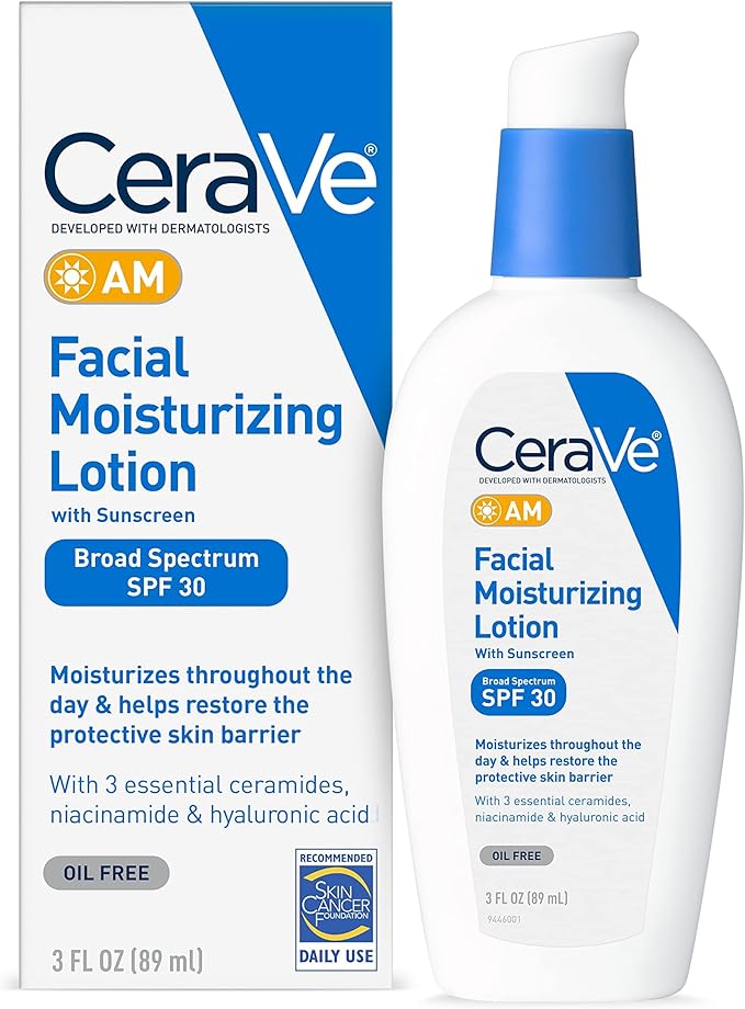 cerave 面部保湿乳液am spf 30| spf日常面部保湿霜| 无香料 | 3盎司