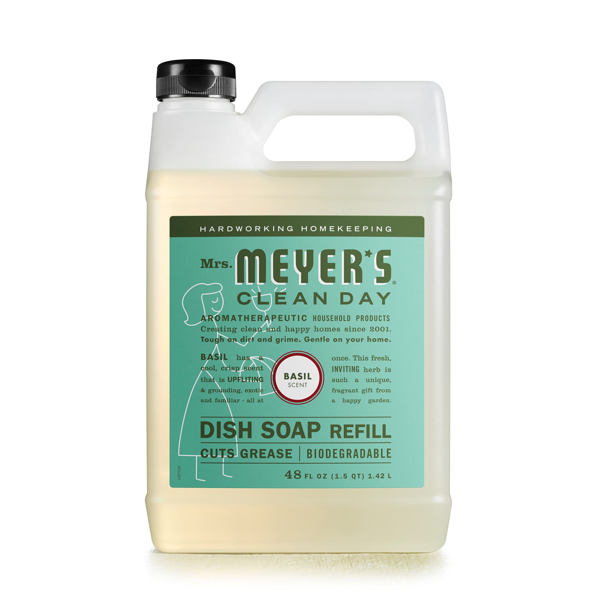 Mrs. Meyer's Clean Day Dish Soap Supplement, Cruelty-free, Basil essence, 48 oz., 1.42 L