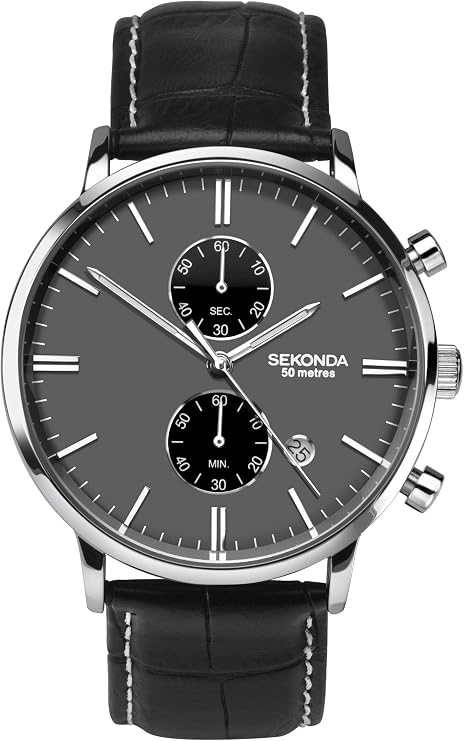sekonda 手表男式计时石英皮革表带 1509.27