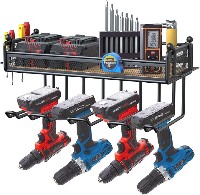 power tool organizer 壁挂式带篮式钻头支架壁挂式和重型,电动工具