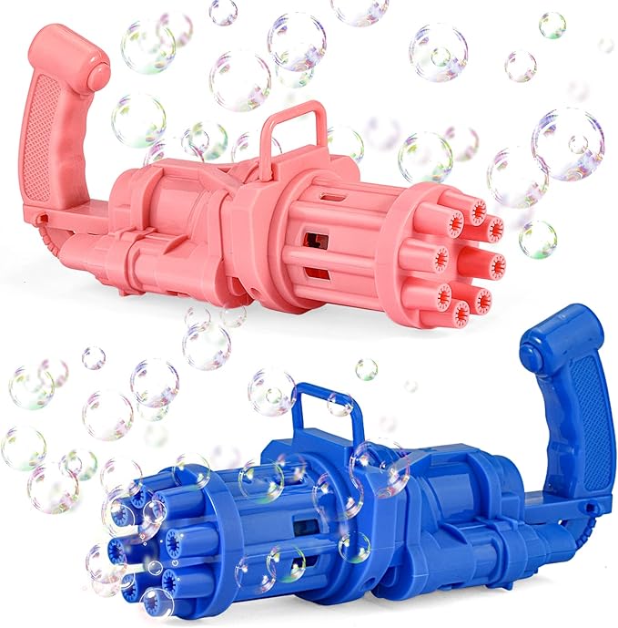 *版 2 件装 gatling 玩具枪泡泡机,自动泡泡机枪玩具,带 2 个泡泡溶液