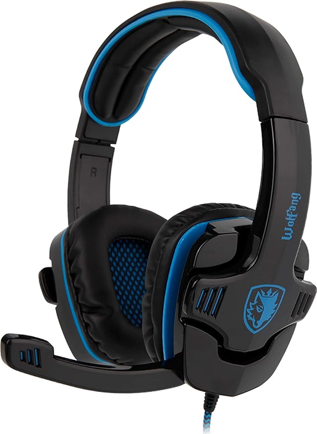 sades 赛德斯 骸骨金刚狼sa-901头戴式7.1声道高端专业游戏耳机(黑蓝)