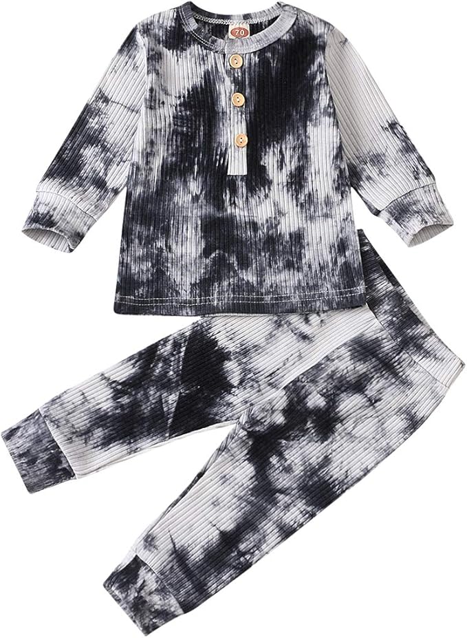 幼儿男宝宝女童扎染棉质睡衣睡衣睡衣2件套套装儿童服装