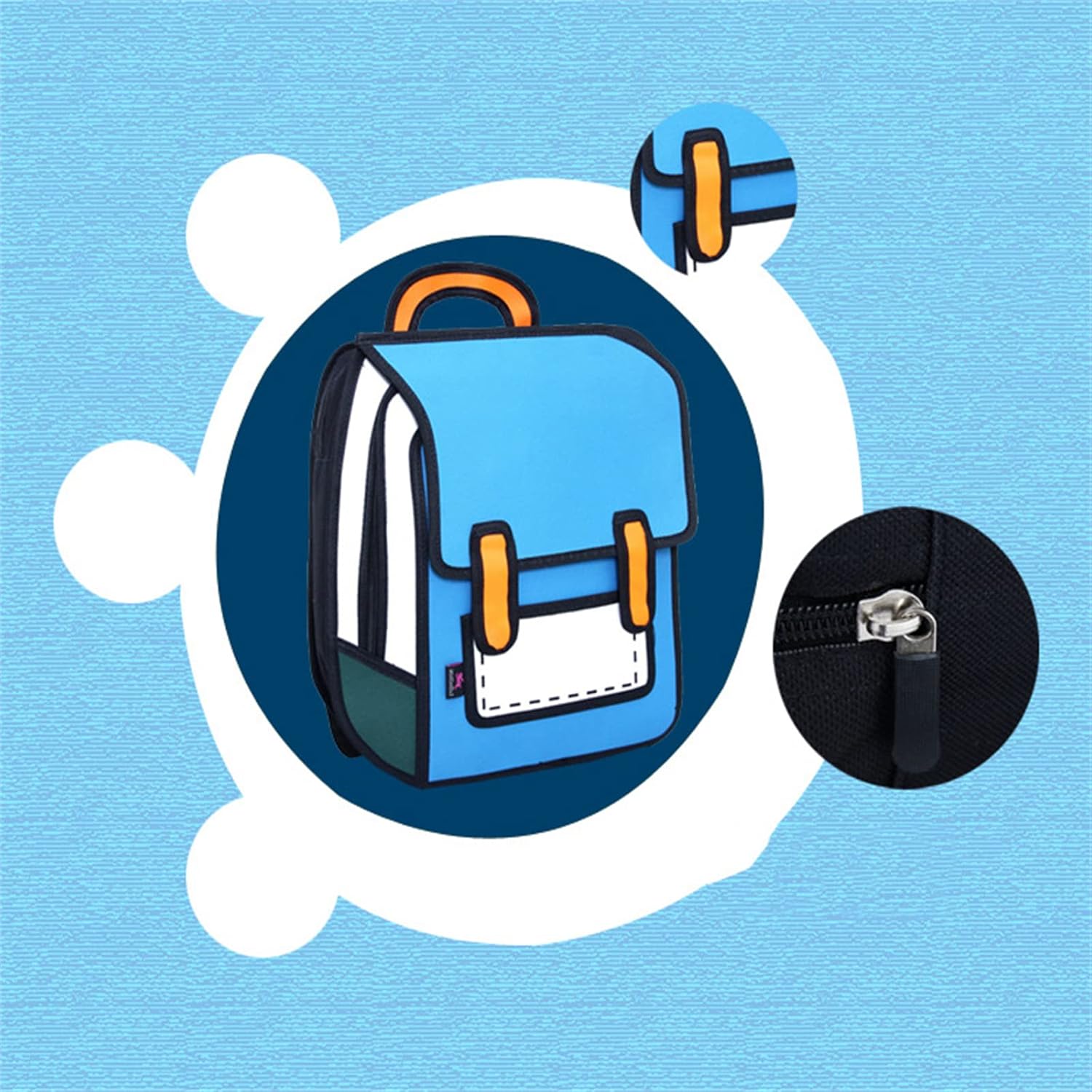 3d 跳跃风格漫画书包,2d 卡通绘画背包,创意动漫卡通书包,适合学生