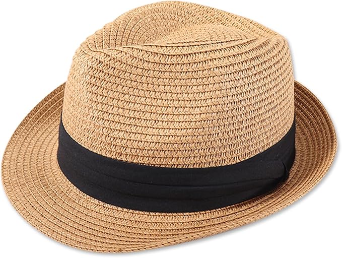 2 件装男士女士草编软呢帽卷短帽檐 trilby 巴拿马夏季沙滩太阳帽