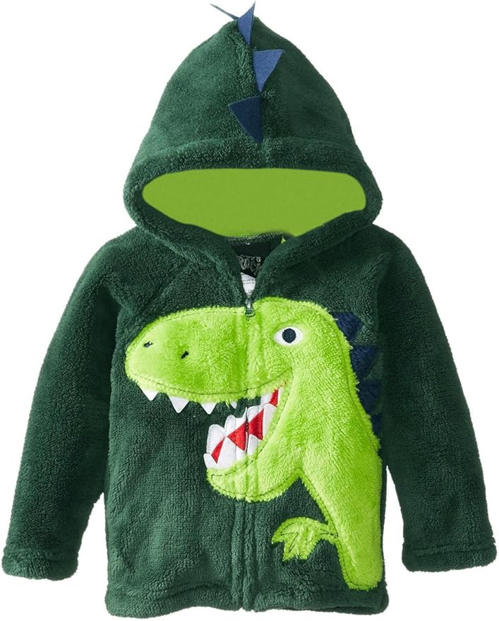 男孩羊毛夹克 little hand 连帽套头衫 儿童防风恐龙刺绣