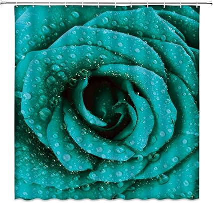 青色玫瑰浴帘绿松石花绽放花卉天然清新花瓣春植物水滴现代简约织物浴室装饰套装带挂钩 70 英寸wx70 高 价格报价图片 青色玫瑰浴帘绿松石花绽放花卉天然清新花瓣春植物水滴现代简约织物浴室装饰套装带挂钩 70 英寸wx70 高 价格报价图片