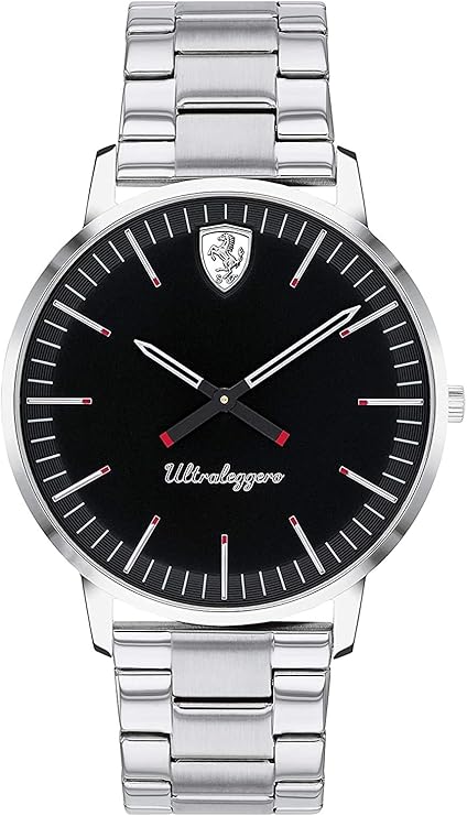 scuderia ferrari 男式模拟经典石英手表不锈钢表带 0830560