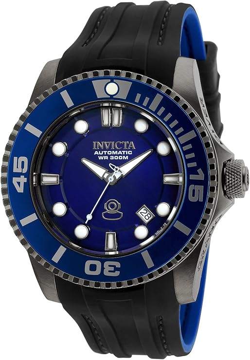 invicta 男式"pro diver"自动不锈钢和硅胶潜水手表,颜色:黑色(型号