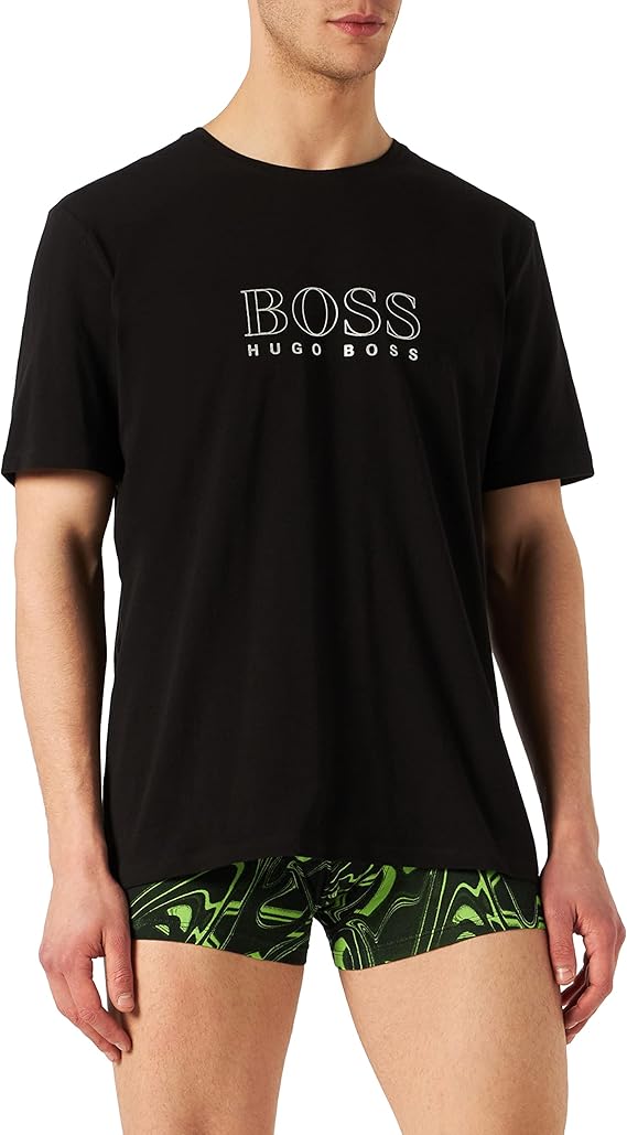 boss 男式都市 t 恤 rn 金属标志睡衣 t 恤,弹力棉针织