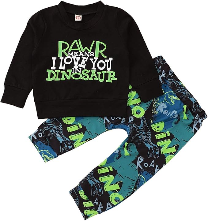 幼儿男婴恐龙长袖上衣睡衣裤套装 i newborn 【younger star】 服饰
