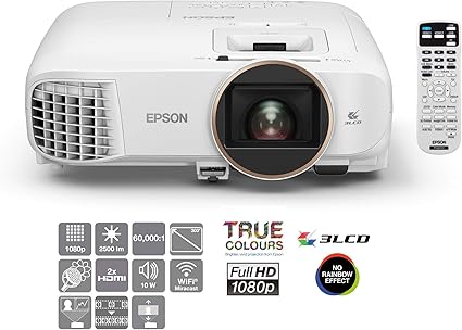 Epson 爱普生eh Tw5650 3lcd 全高清家庭影院投影仪 2500流明 300英寸显示屏 Wi Fi 镜头平移 白色 数码影音 亚马逊中国