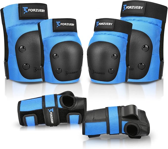forzueby 成人/儿童护膝护肘护腕 6 合 1 防护装备套装适用于直排轮滑