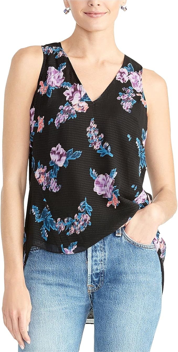 rachel rachel roy 女士 reza 高低花卉上衣黑色 xl 码