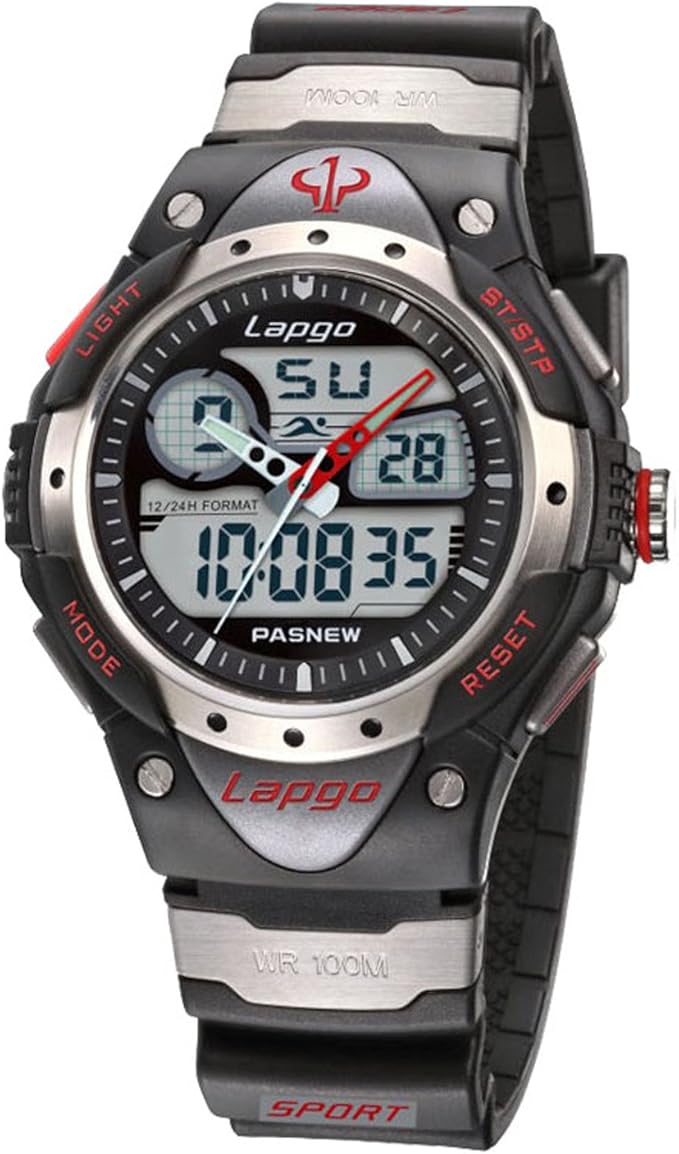 pasnew百圣牛 多功能 双显两地时间 超酷时尚表 100米防水 运动登山表