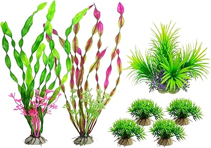 人造水生植物鱼缸装饰水族箱装饰 适用于办公室和家庭仿真鱼缸植物 红色 亚马逊中国 宠物用品