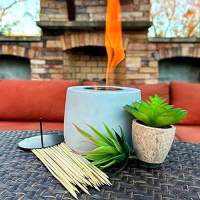 denali 桌面火盆 带人造多肉植物 - 室内/室外桌面露台火盆带 smores