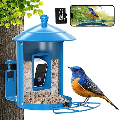 daulpell 智能喂鸟器带摄像头,喂鸟器带 1080p 高清摄像头,160° 广角