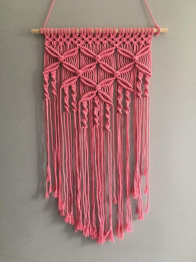 手工棉质家居装饰流苏图案壁挂 粉红色 mahua